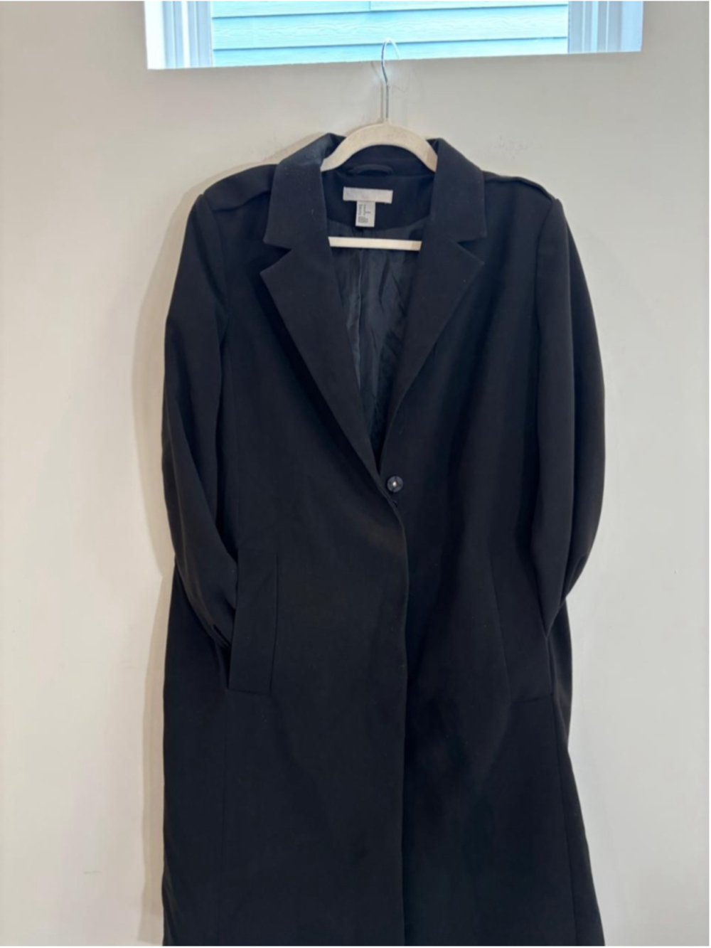 Women's H&M Black Trench Coat Size 12 - #c58